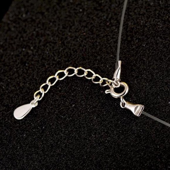 NEW 2CT Solitaire Diamond Invisible Chain Necklace - Picture 8 of 8